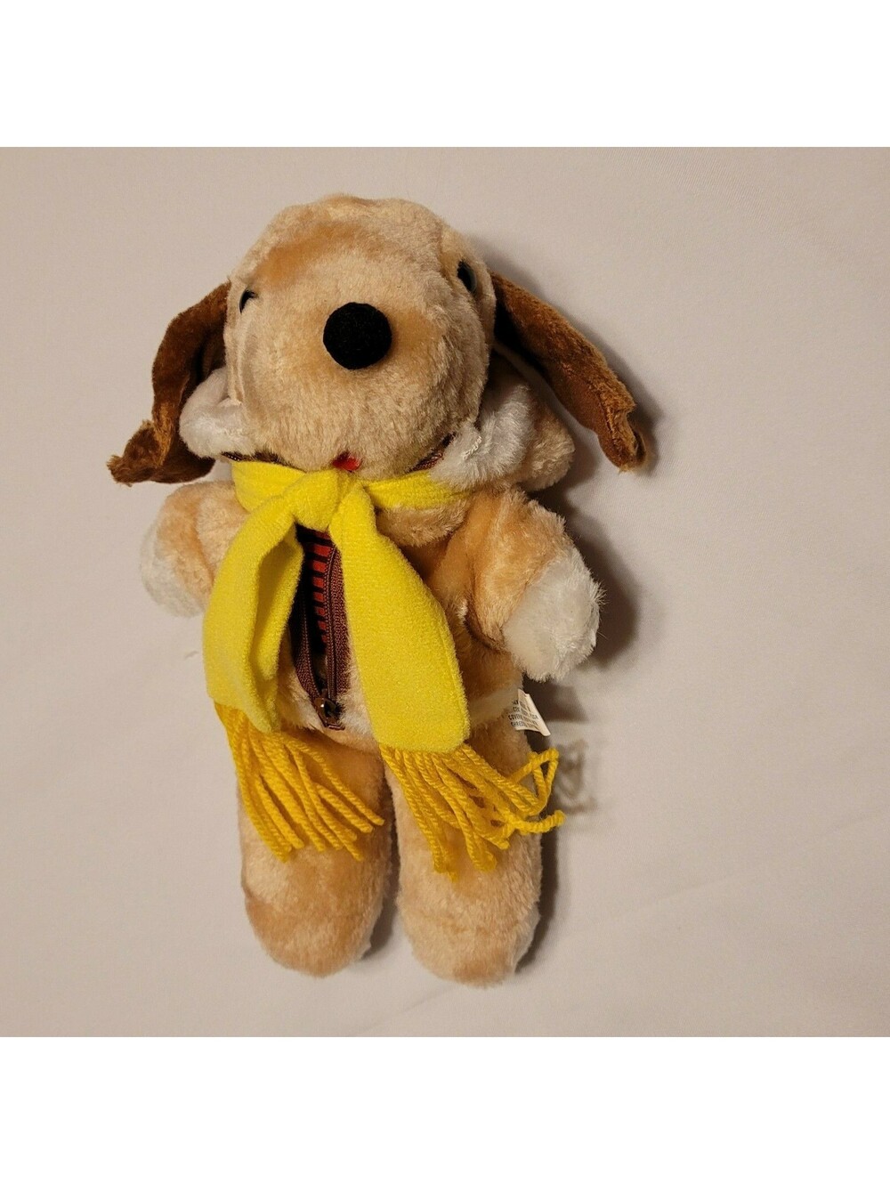 Interpur Tan Dog Plush 11" Jacket Korea Stuffed Animal Toy Red Black Stripe